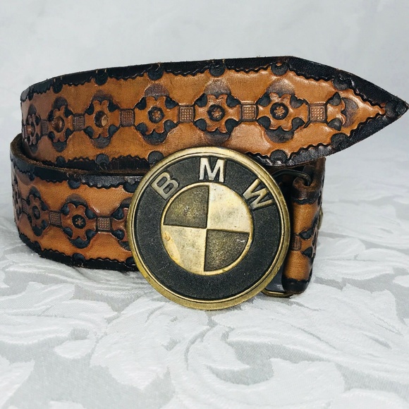 Errol Specter - California Leather Artist+Adezy Other - Vintage BMW Brass Buckle Errol Specter Tooled Belt